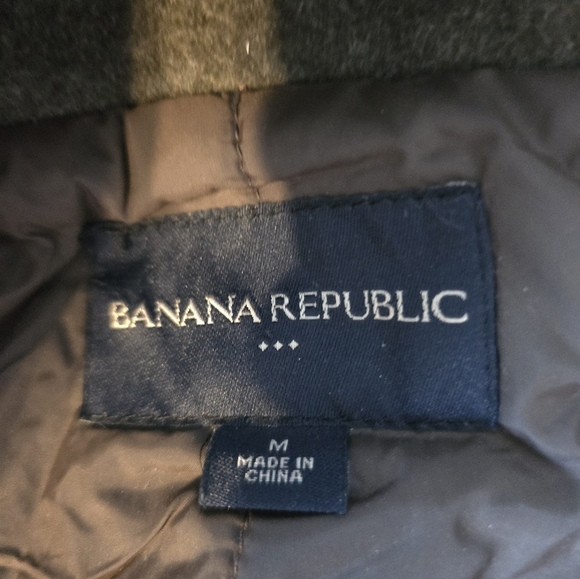 Banana Republic Green Wool Blend Winter Jacket Men Coat Hoodie Green Rare Heavy - Picture 11 of 16